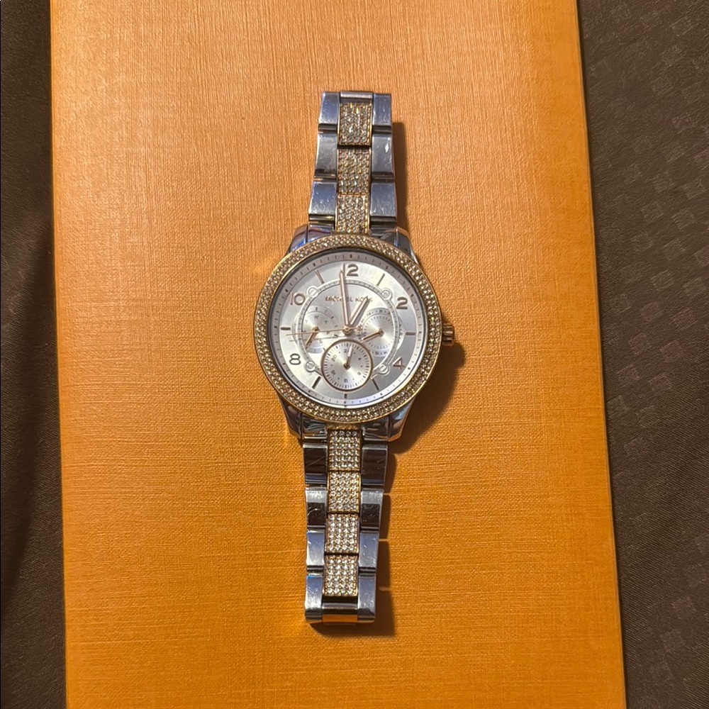 Michael Kors Silver and Gold Chronograph Watch